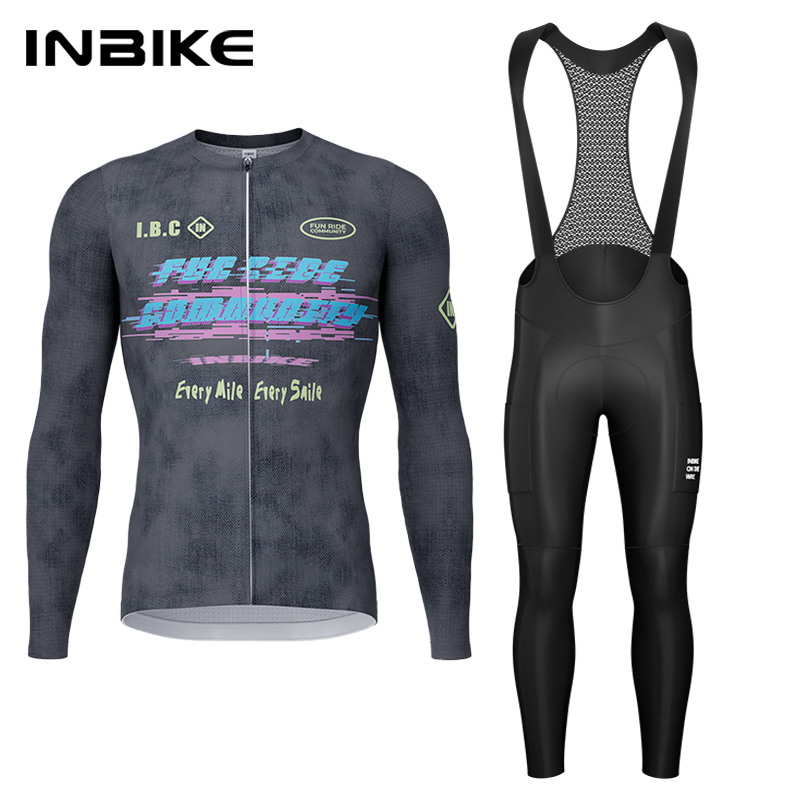 Cycling Gear Leaderboard - INBIKE 春秋サイクリングセット サイクリングジャージ 長袖ビブパンツ パッド付き マウンテンロードバイクスーツ