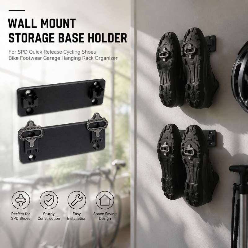 Cycling Gear Wall Storage - 壁掛け式収納ベースホルダー SPDクイックリリースサイクリングシューズ用 バイクフットウェア ガレージ用吊り下げラックオーガナイザー