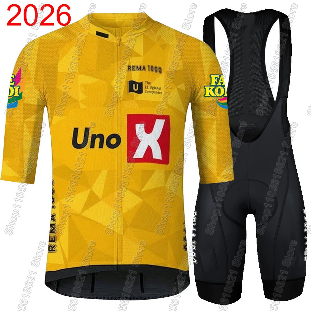 Cycling Bib Shorts - Uno X スペインツアー2026 チームサイクリングジャージセット 夏用自転車ウェア ロードバイクシャツスーツ