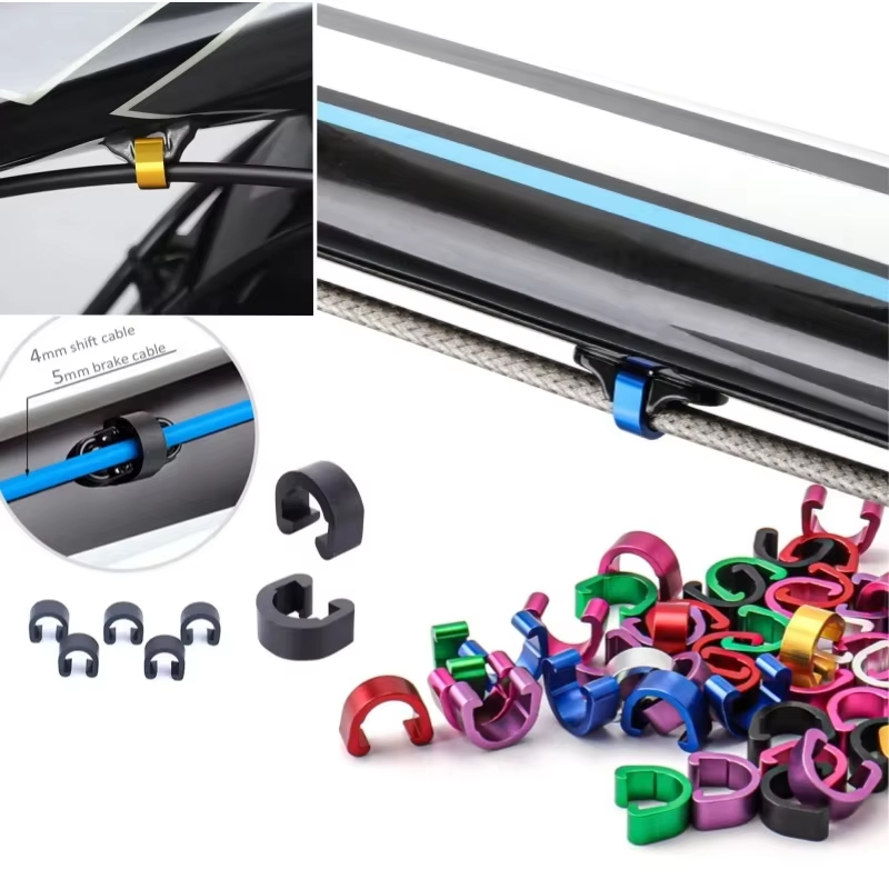 Cycling Gear Guide - 10個入り 自転車用ブレーキケーブル S字型バックル ホースガイド 黒色 クロスラインクリップ
