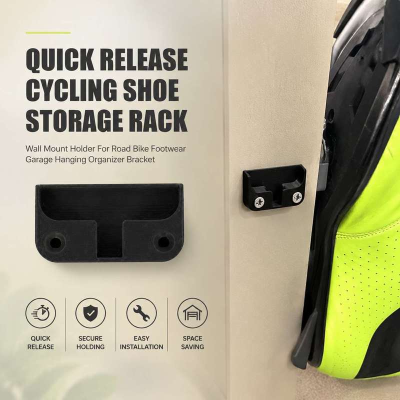 Cycling Gear Wall Storage - クイックリリース式サイクリングシューズ収納ラック 壁掛けホルダー ロードバイク用フットウェア ガレージ用吊り下げオーガナイザーブラケット