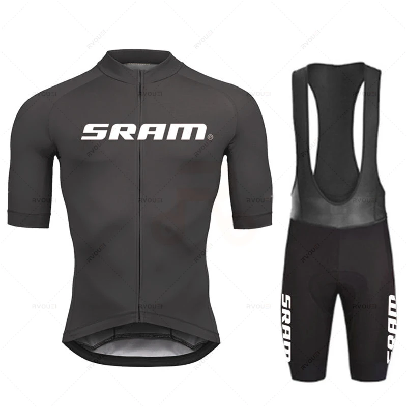 Cycling Gear Leaderboard - 2024 Sram プロサイクリングジャージセット男性ビブショーツ自転車半袖 Bicicleta 服バイクマイヨ Ciclismo