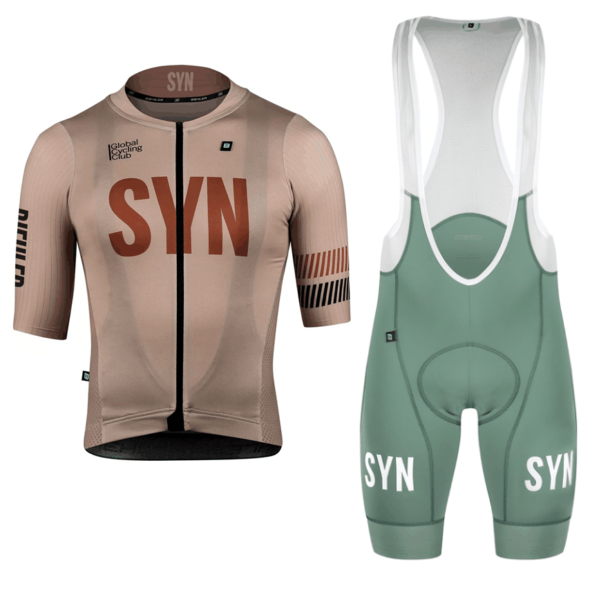 Cycling Gear Leaderboard - メンズ半袖サイクリングジャージとビブショーツ,高品質の柔らかい生地,耐衝撃性のシートパッド,茶色のサイクリングウェア
