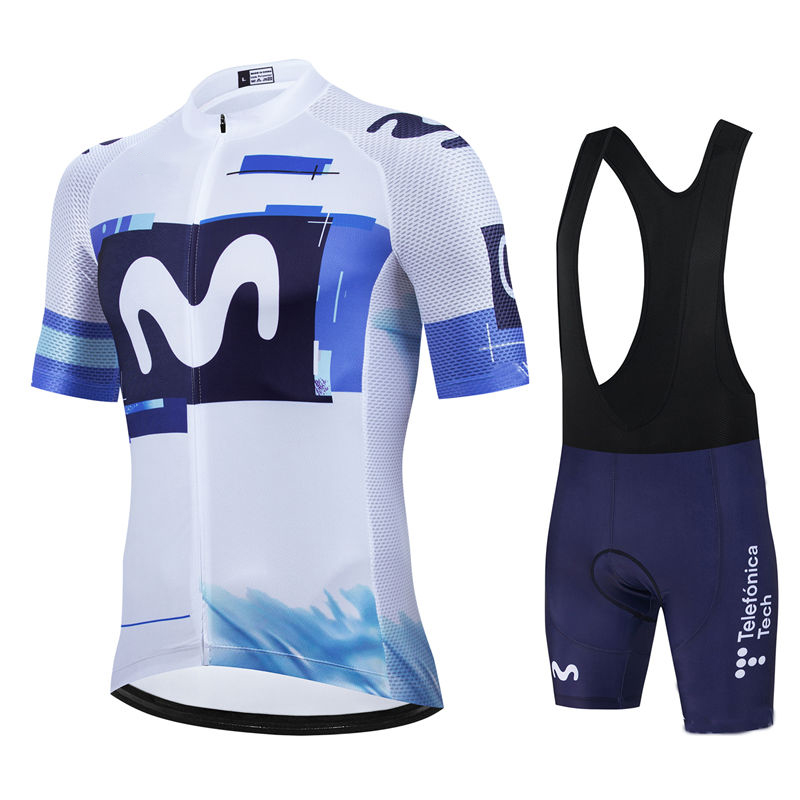 Cycling Gear Leaderboard - Movistar プロチーム夏サイクリングジャージスーツメンズ通気性マウンテン自転車服セットバイクマウンテンマイヨ Ropa Ciclismo