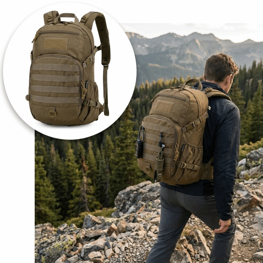 Cycling Gear Backpack - アウトドアギア 25L容量 ハイキングバックパック 耐久性のある軽量モールバックパック 防水ダッフルバッグ サイクリング用
