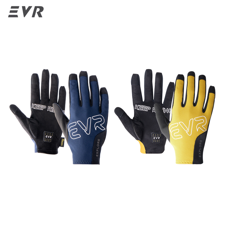 Cycling Gear Lycra - EVR 冬用サーマルサイクリンググローブ。男性用、女性用。グラフェン素材のフリース裏地、防風、タッチスクリーン対応、指全体を覆うタイプ。MTBバイク用。暖かく快適なライディングギア。