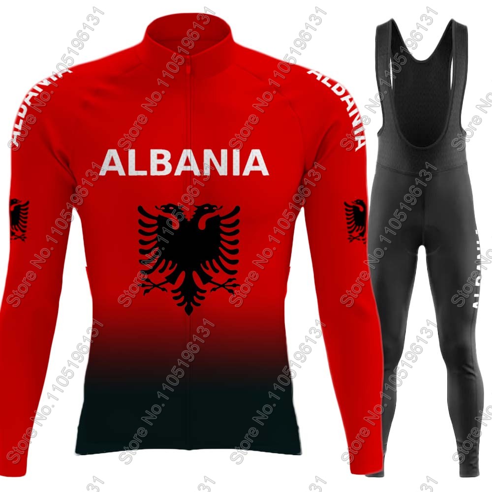 Cycling Gear Leaderboard - アルバニア代表チーム 2026 サイクリングジャージセット 長袖 レッド サイクリング