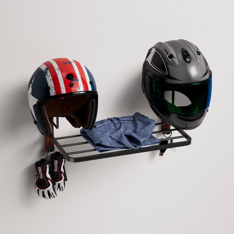 Cycling Gear Wall Storage - 多機能壁掛けヘルメットホルダー 安全帽ハンギングラック サイクリングギア棚フック オートバイヘッドギア収納ブラケット