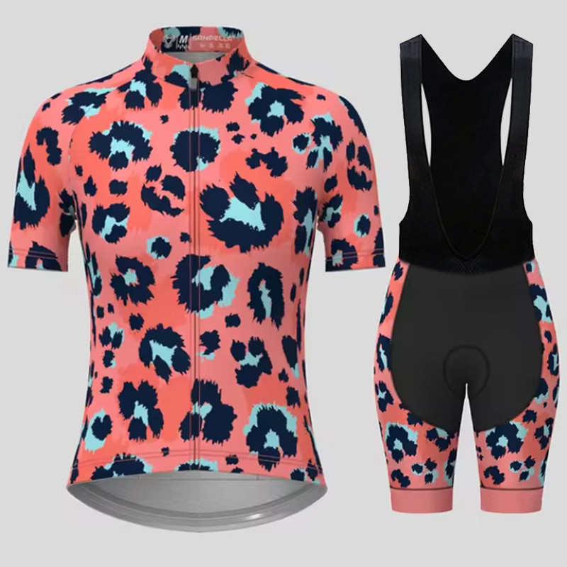 メンズ通気性サイクリングスーツセット、ブルーヒョウ柄、速乾性 - Cycling Gear Leaderboard のレビューと価格
