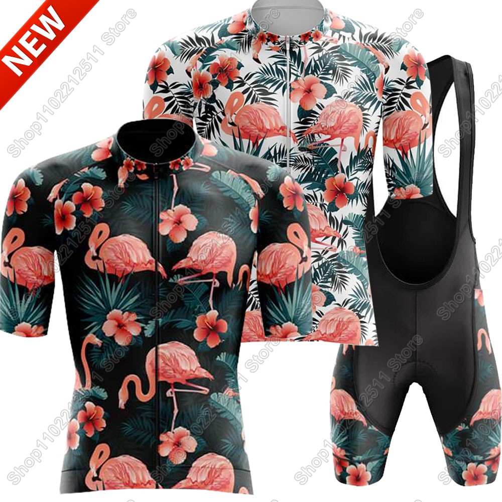 2025 フラミンゴサイクリングジャージセット自転車服男性夏 - Cycling Bib Shorts のレビューと価格